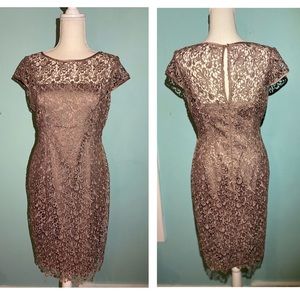 Adrianna Papell mother of the bride sheath dress cap sleeve crochet lace  Sz 10